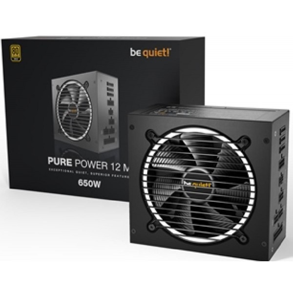 BEQUIET PSU PURE POWER 12 M 650W BN342, GOLD CERTIFIED, MODULAR CABLES, SILENT OPTIMIZED 12CM FAN, 10YW.
