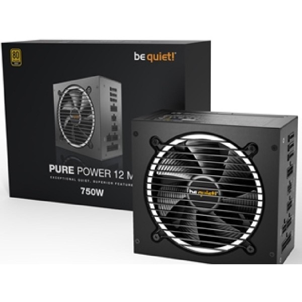 BEQUIET PSU PURE POWER 12 M 750W BN343, GOLD CERTIFIED, MODULAR CABLES, SILENT OPTIMIZED 12CM FAN, 10YW.