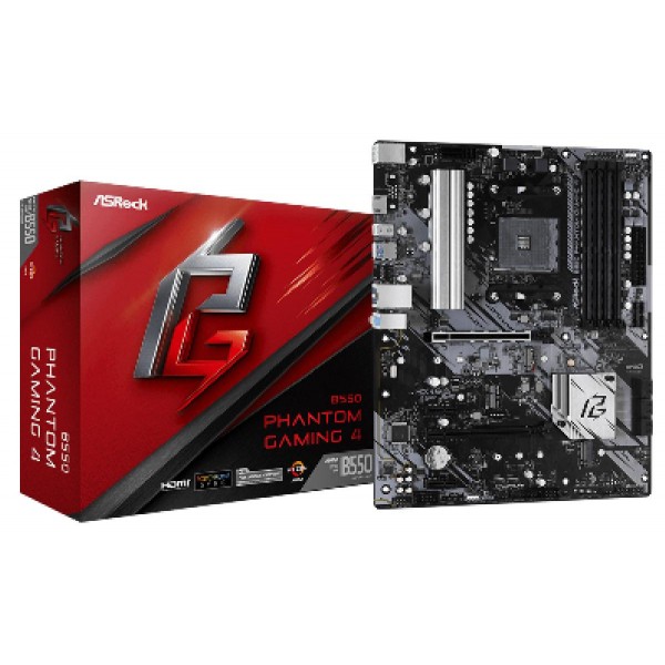 ASROCK MB B550 PHANTOM GAMING 4, SOCKET AMD AM4, CS AMD B550, 4 DIMM SOCKETS DDR4, HDMI, LAN GIGABIT, ATX, 2YW.