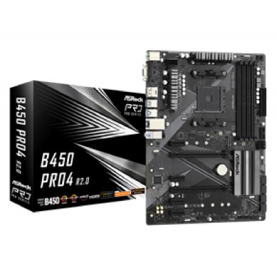 ASROCK MB B450 PRO4 R2.0, SOCKET AMD AM4, CS AMD B450, 4 DIMM SOCKETS DDR4, D-SUB/DISPLAY PORT/HDMI, LAN GIGABIT, ATX, 2YW ASROCK MB B450 PRO4 R2.0, SOCKET AMD AM4, CS AMD B450, 4 DIMM SOCKETS DDR4, D-SUB/DISPLAY PORT/HDMI, LAN GIGABIT, ATX, 2YW