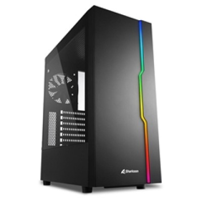 SHARKOON PC CHASSIS RGB SLIDER, MIDI TOWER ATX, BLACK, W/O PSU, 1x12CM REAR FAN, 2YW. SHARKOON PC CHASSIS RGB SLIDER, MIDI TOWER ATX, BLACK, W/O PSU, 1x12CM REAR FAN, 2YW.