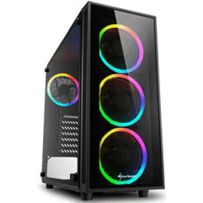 SHARKOON PC CHASSIS TG4 RGB, MIDI TOWER ATX, BLACK, W/O PSU, 3x12CM FRONT RGB LED FAN, 1x12CM REAR RGB LED FAN, 2YW. SHARKOON PC CHASSIS TG4 RGB, MIDI TOWER ATX, BLACK, W/O PSU, 3x12CM FRONT RGB LED FAN, 1x12CM REAR RGB LED FAN, 2YW.