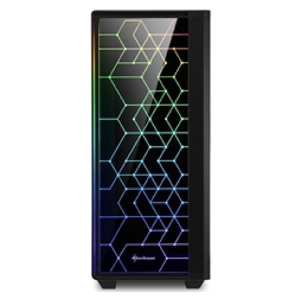 SHARKOON PC CHASSIS RGB LIT 100, MIDI TOWER ATX, BLACK, W/O PSU, 1x12CM FRONT LED FAN, 1x12CM REAR RGB LED FAN, 2YW.