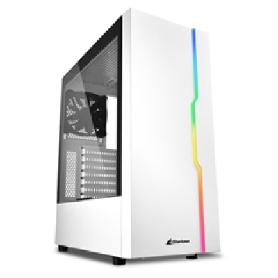 SHARKOON PC CHASSIS RGB SLIDER WHITE, MIDI TOWER ATX, WHITE, W/O PSU, 1x12CM REAR FAN, 2YW. SHARKOON PC CHASSIS RGB SLIDER WHITE, MIDI TOWER ATX, WHITE, W/O PSU, 1x12CM REAR FAN, 2YW.