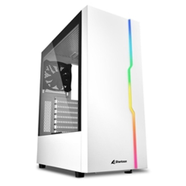 SHARKOON PC CHASSIS RGB SLIDER WHITE, MIDI TOWER ATX, WHITE, W/O PSU, 1x12CM REAR FAN, 2YW.