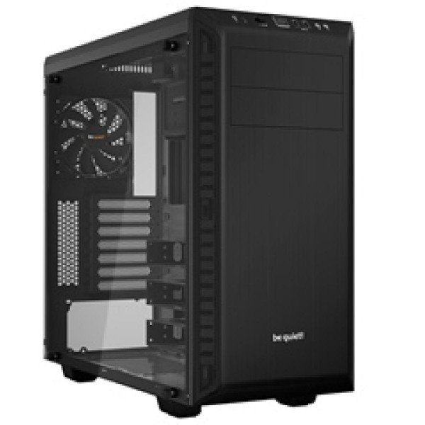 BEQUIET PC CHASSIS PURE BASE 600 WINDOW BGW21, MIDI TOWER ATX, BLACK, W/O PSU, 1X14CM PURE WINGS 2 FAN, 1X12CM REAR PURE WINGS 2 FAN, 3YW.