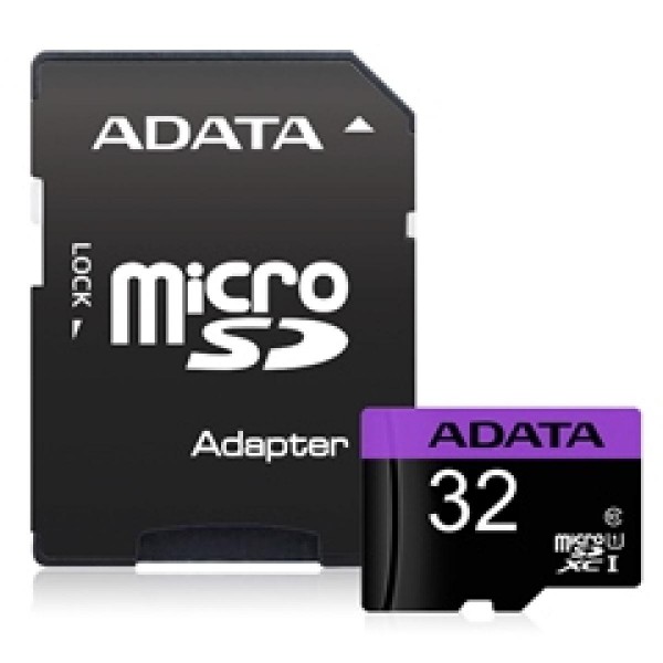 ADATA SDHC MICRO 32GB PREMIER AUSDH32GUICL10-RA1, CLASS 10, UHS-1, SD ADAPTER, 5YW.