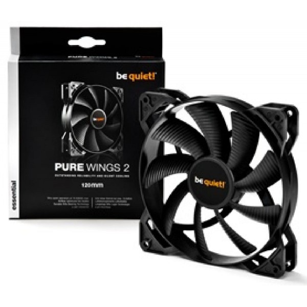 BEQUIET FAN PURE WINGS 2 120MM BL046, 3 PIN, 1500RPM, 51,4CFM/87M3/H, 19,2 dB, Lifespan 80000h, BLACK, 3YW.