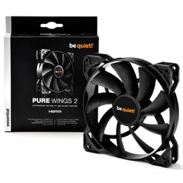 BEQUIET FAN PURE WINGS 2 140MM BL047, 3 PIN, 1000RPM, 61,2CFM/104M3/H, 18,8 dB, Lifespan 80000h, BLACK, 3YW