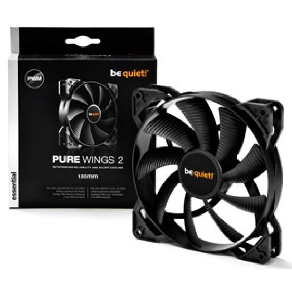 BEQUIET FAN PURE WINGS 2 PWM 120MM  BL039, 4 PIN PWM, 1500RPM, 51,4CFM/87M3/H, 20,2 dB, Lifespan 80000h, BLACK, 3YW