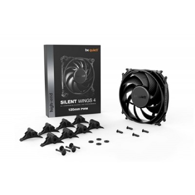 BEQUIET FAN SILENT WINGS 4 120MM PWM BL093, 4 PIN PWM, 1600RPM, 48,7CFM/82,74M3/H, 18,9 dB, Lifespan 300000h, BLACK, 5YW. BEQUIET FAN SILENT WINGS 4 120MM PWM BL093, 4 PIN PWM, 1600RPM, 48,7CFM/82,74M3/H, 18,9 dB, Lifespan 300000h, BLACK, 5YW.