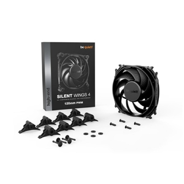 BEQUIET FAN SILENT WINGS 4 120MM PWM BL093, 4 PIN PWM, 1600RPM, 48,7CFM/82,74M3/H, 18,9 dB, Lifespan 300000h, BLACK, 5YW.