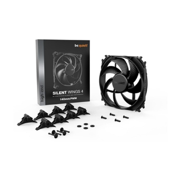BEQUIET FAN SILENT WINGS 4 140MM PWM BL096, 1100RPM, 51,3CFM/87,16M3/H, 13,6 dB, Lifespan 300000h, BLACK, 5YW. BEQUIET FAN SILENT WINGS 4 140MM PWM BL096, 1100RPM, 51,3CFM/87,16M3/H, 13,6 dB, Lifespan 300000h, BLACK, 5YW.