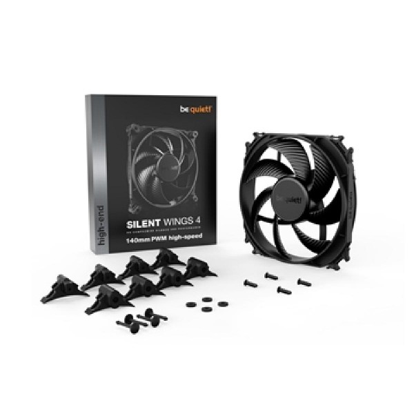 BEQUIET FAN SILENT WINGS 4 140MM PWM HIGH-SPEED BL097, 1900RPM, 78,4CFM/133,2M3/H, 29,3 dB, Lifespan 300000h, BLACK, 5YW.