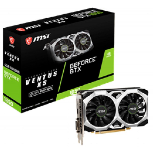 MSI VGA PCI-E NVIDIA GF GTX 1650 D6 VENTUS XS 4G OCV1, 4GB/128BIT, GDDR6, DL DVI-D/HDMI/DISPLAY PORT, 2 SLOT FANSINK, 3YW.