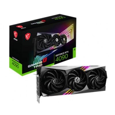MSI VGA PCI-E NVIDIA GF RTX 4090 GAMING X TRIO 24G, 24GB/384BIT, GDDR6X, HDMI/3x DISPLAY PORT, 3 SLOT FANSINK, 3YW. MSI VGA PCI-E NVIDIA GF RTX 4090 GAMING X TRIO 24G, 24GB/384BIT, GDDR6X, HDMI/3x DISPLAY PORT, 3 SLOT FANSINK, 3YW.