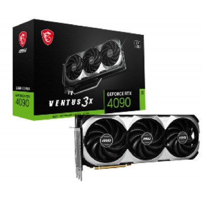 MSI VGA PCI-E NVIDIA GF RTX 4090 VENTUS 3X 24G OC,24GB/384BIT, GDDR6X, HDMI/3x DISPLAY PORT, 3 SLOT FANSINK, 3YW. MSI VGA PCI-E NVIDIA GF RTX 4090 VENTUS 3X 24G OC,24GB/384BIT, GDDR6X, HDMI/3x DISPLAY PORT, 3 SLOT FANSINK, 3YW.