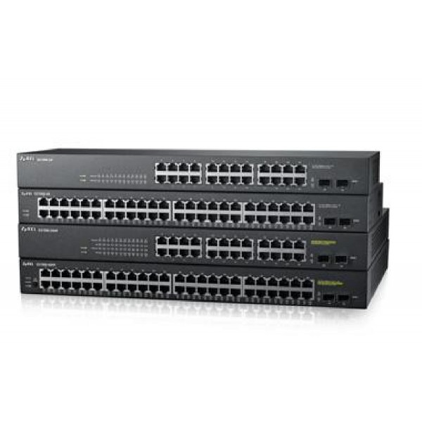 ZYXEL SWITCH GS-1900-24, 24 PORTS 10/100/1000Mbps, L2 SMART, RACKMOUNT, FANLESS, 2YW.