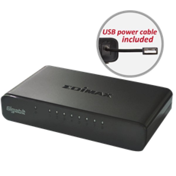 EDIMAX SWITCH ES-5800G V3, 8 PORTS 10/100/1000MBPS GIGABIT SOHO SWITCH WITH USB CABLE, 2YW.