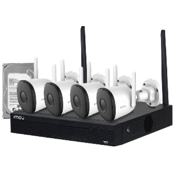 IMOU WIRELESS CCTV SECURITY SYSTEM LITE, KIT/NVR1104HS-W-S2/4-F22, 4 CHANNEL NVR WIRELESS SYSTEM WITH 1TB HDD AND 4x BULLET 2C IPC-F22P, 2YW.