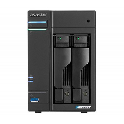 ASUSTOR NAS AS6602T LOCKERSTOR 2, DT, 2 BAYS HOT SWAP, INTEL CELERON J4125 2.0GHz QC (burst 2.7GHz), 4GB (MAX 8GB), SSD CACHING, 3xUSB3.2 GEN1, 2,5 GbEx2, HDMI 2.0, WoL, WoW, IR, 3YW.