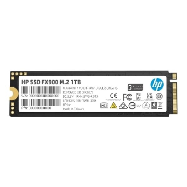 HP SSD M.2 NVME PCI-E 1TB FX900 57S53AA#ABB, M.2 2280, NVMe PCI-E GEN4x4, READ 5000MB/s, WRITE 4800MB/s, IOPS: up to 828K/663K, 5YW.