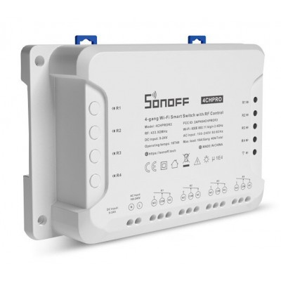 SONOFF Smart Διακόπτης 4CH PRO R3, 4 θέσεων, 40A, RF control, λευκός SONOFF Smart Διακόπτης 4CH PRO R3, 4 θέσεων, 40A, RF control, λευκός