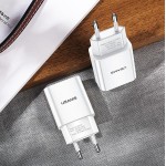 USAMS φορτιστής τοίχου T18, 1x USB, 2.1A, λευκός