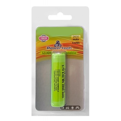 POWERTECH επαναφορτιζόμενη μπαταρία PT-863, 18650, 2600mAh 9.62Wh POWERTECH επαναφορτιζόμενη μπαταρία PT-863, 18650, 2600mAh 9.62Wh