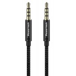 POWERTECH καλώδιο Jack 3.5mm prime PTR-0089, 4 pin, copper, 1m, μαύρο