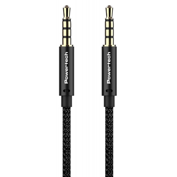 POWERTECH καλώδιο Jack 3.5mm prime PTR-0089, 4 pin, copper, 1m, μαύρο