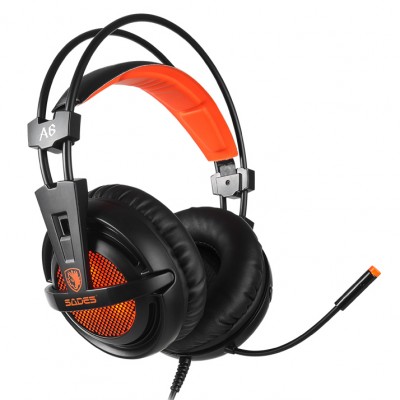 SADES Gaming Headset A6, multiplatform, USB, LED, μαύρα SADES Gaming Headset A6, multiplatform, USB, LED, μαύρα