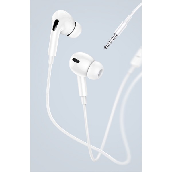 USAMS earphones με μικρόφωνο EP-41, 3.5mm, 10mm, 1.2m, λευκά