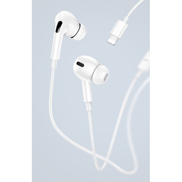 USAMS earphones με μικρόφωνο EP-41, Lightning, 10mm, 1.2m, λευκά