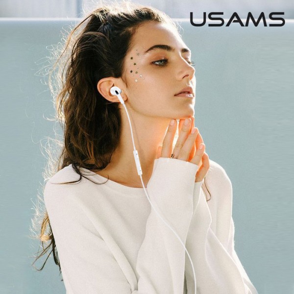 USAMS earphones με μικρόφωνο EP-41, Lightning, 10mm, 1.2m, λευκά