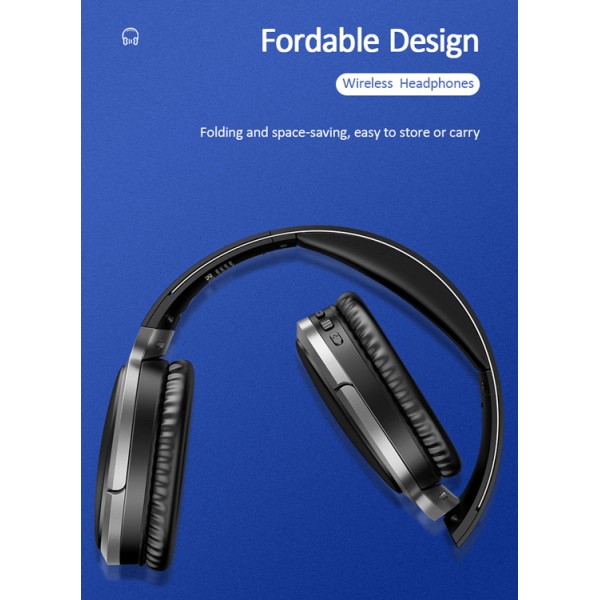 USAMS bluetooth headphones US-YN001, wireless & wired, 40mm, μαύρα