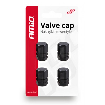 AMIO Καπάκι βαλβίδας τροχού 02237, αλουμινίου, μαύρο, 4τμχ AMIO Καπάκι βαλβίδας τροχού 02237, αλουμινίου, μαύρο, 4τμχ
