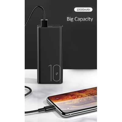 USAMS power bank PB31 10000mAh, 2x output, 2.1A, μαύρο USAMS power bank PB31 10000mAh, 2x output, 2.1A, μαύρο