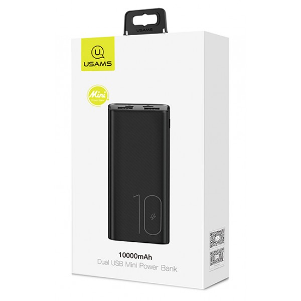 USAMS power bank PB31 10000mAh, 2x output, 2.1A, μαύρο