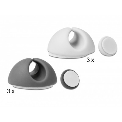 DELOCK Οργανωτής καλωδίων σιλικόνης 18291, 6.5mm, γκρι-λευκό, TPR 6τμχ DELOCK Οργανωτής καλωδίων σιλικόνης 18291, 6.5mm, γκρι-λευκό, TPR 6τμχ