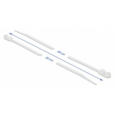 DELOCK Δεματικά καλωδίων 18945 με οπή στερέωσης, 200x4.8mm, λευκά, 10τμχ DELOCK Δεματικά καλωδίων 18945 με οπή στερέωσης, 200x4.8mm, λευκά, 10τμχ