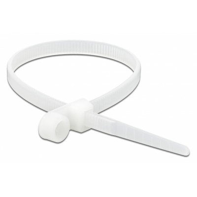 DELOCK Δεματικά καλωδίων 18948 με οπή στερέωσης, 400x7.6mm, λευκά, 10τμχ DELOCK Δεματικά καλωδίων 18948 με οπή στερέωσης, 400x7.6mm, λευκά, 10τμχ