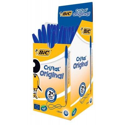 BIC στυλό διαρκείας Cristal με μύτη 1mm, μπλε 50τμχ BIC στυλό διαρκείας Cristal με μύτη 1mm, μπλε 50τμχ
