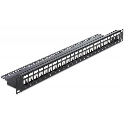 DELOCK Keystone Patch Panel, για 19" rack, 24 ports, Black DELOCK Keystone Patch Panel, για 19" rack, 24 ports, Black