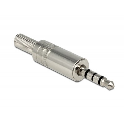 DELOCK Βύσμα 3.5mm Stereo, 4 pin, Bend Protection, Metal, Silver DELOCK Βύσμα 3.5mm Stereo, 4 pin, Bend Protection, Metal, Silver