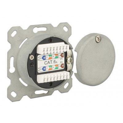 DELOCK Modular Wall Outlet Δικτύου, Cat.6A, 2x LSA, 2 Port DELOCK Modular Wall Outlet Δικτύου, Cat.6A, 2x LSA, 2 Port