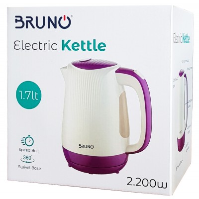 BRUNO Ηλεκτρικός βραστήρας BRN-0001, 2200w, 1.7lt, βάση 360°, LED BRUNO Ηλεκτρικός βραστήρας BRN-0001, 2200w, 1.7lt, βάση 360°, LED