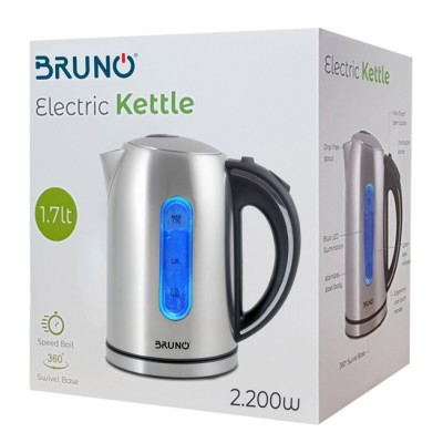 BRUNO Ηλεκτρικός βραστήρας BRN-0028, 2200W, 1.7lt, βάση 360°, LED BRUNO Ηλεκτρικός βραστήρας BRN-0028, 2200W, 1.7lt, βάση 360°, LED