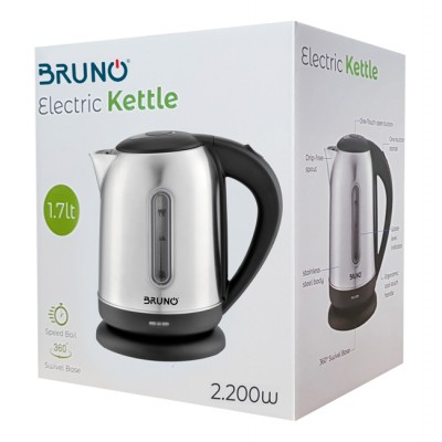 BRUNO Ηλεκτρικός βραστήρας BRN-0029, 2200W, 1.7lt, βάση 360° BRUNO Ηλεκτρικός βραστήρας BRN-0029, 2200W, 1.7lt, βάση 360°