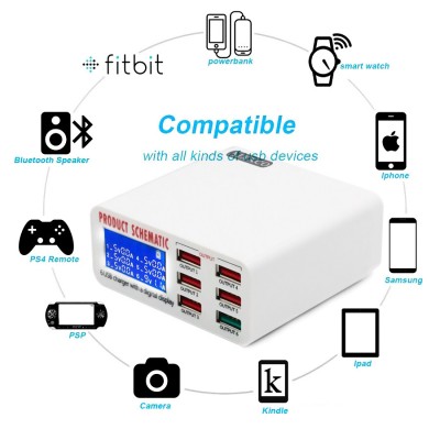 BEST USB φορτιστής 6 θέσεων με LCD monitor BST-U3, 5V 8A, 40W BEST USB φορτιστής 6 θέσεων με LCD monitor BST-U3, 5V 8A, 40W